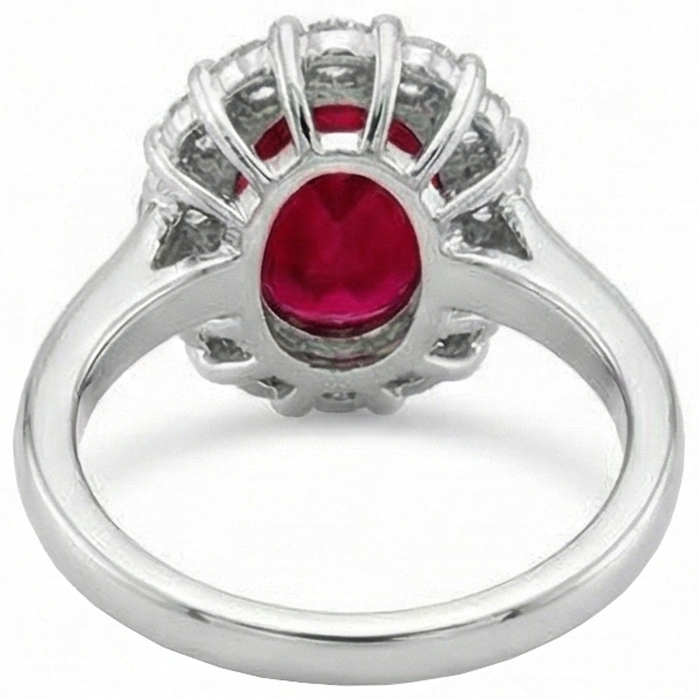 natural round ruby 5.25ct ring top view