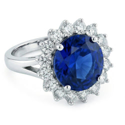 Natural Sapphire Ring 5.25ct - White Gold 14K
