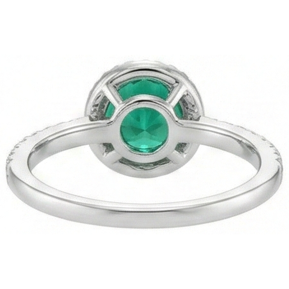 5.25 Ct Green Emerald With Natural Earth Mined Diamond White Gold 14K