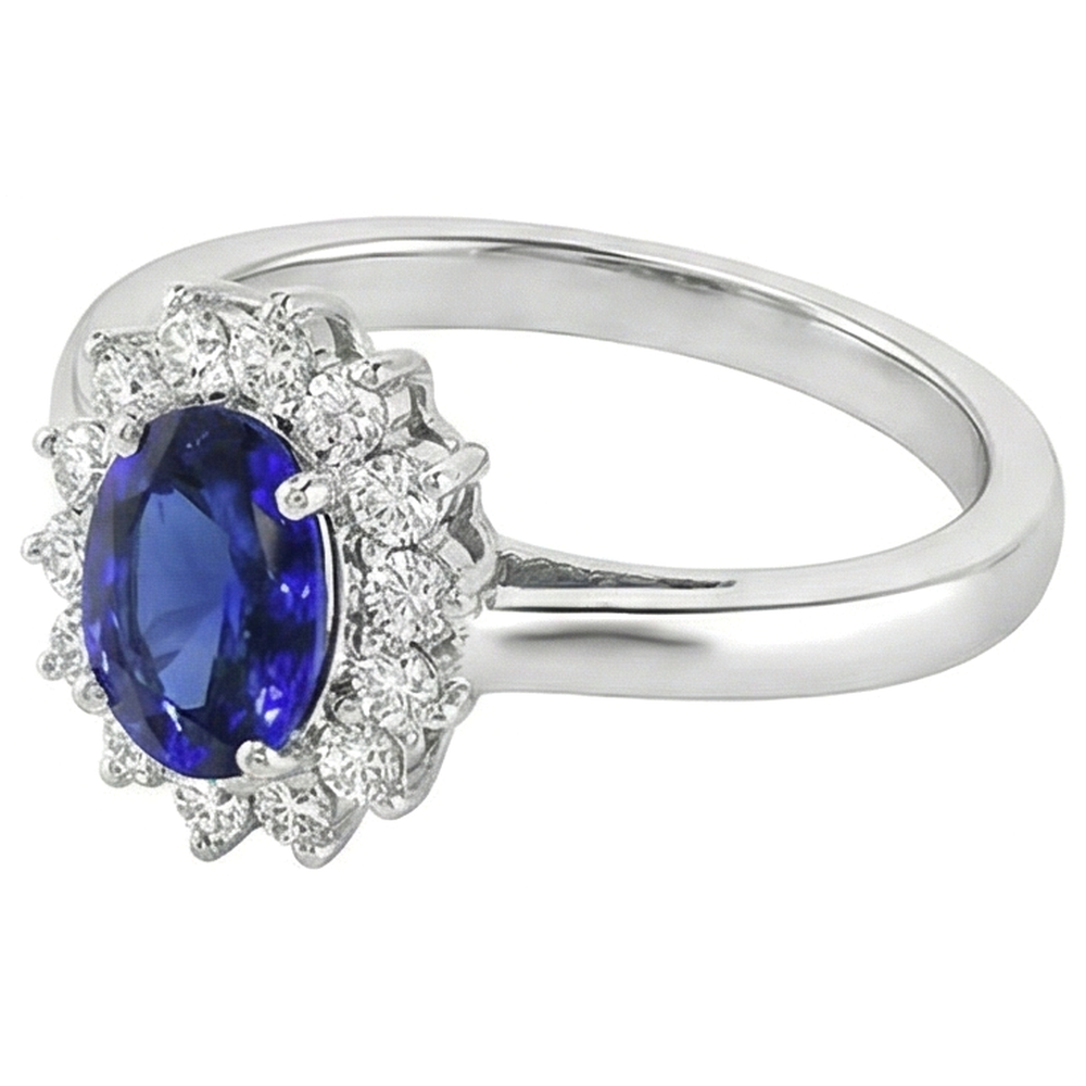 5.30 Carats Tanzanite Oval Natural Earth Mined Diamond ( Not Lab Grown ) s Ring White Gold 14K New