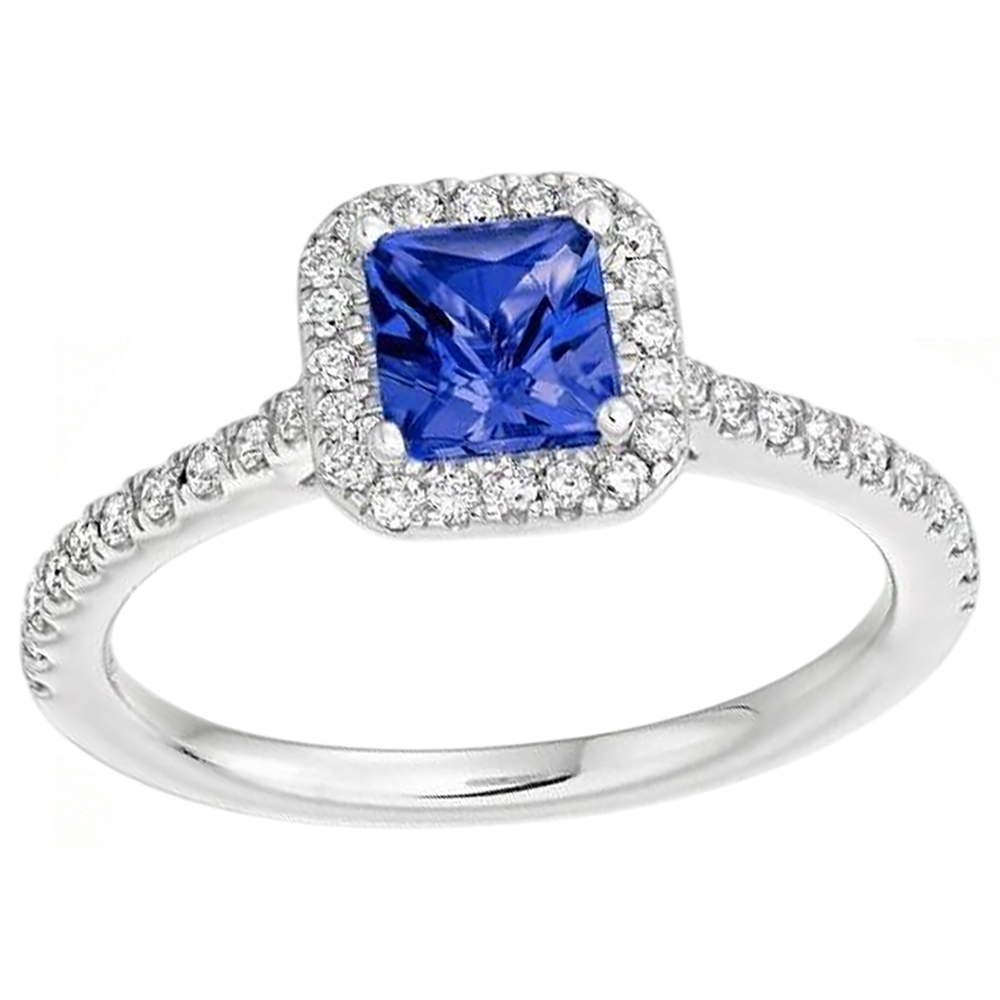 natural round tanzanite 5.30ct ring side angle