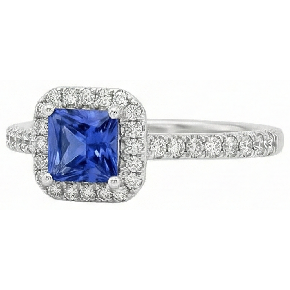 natural round tanzanite 5.30ct ring top view