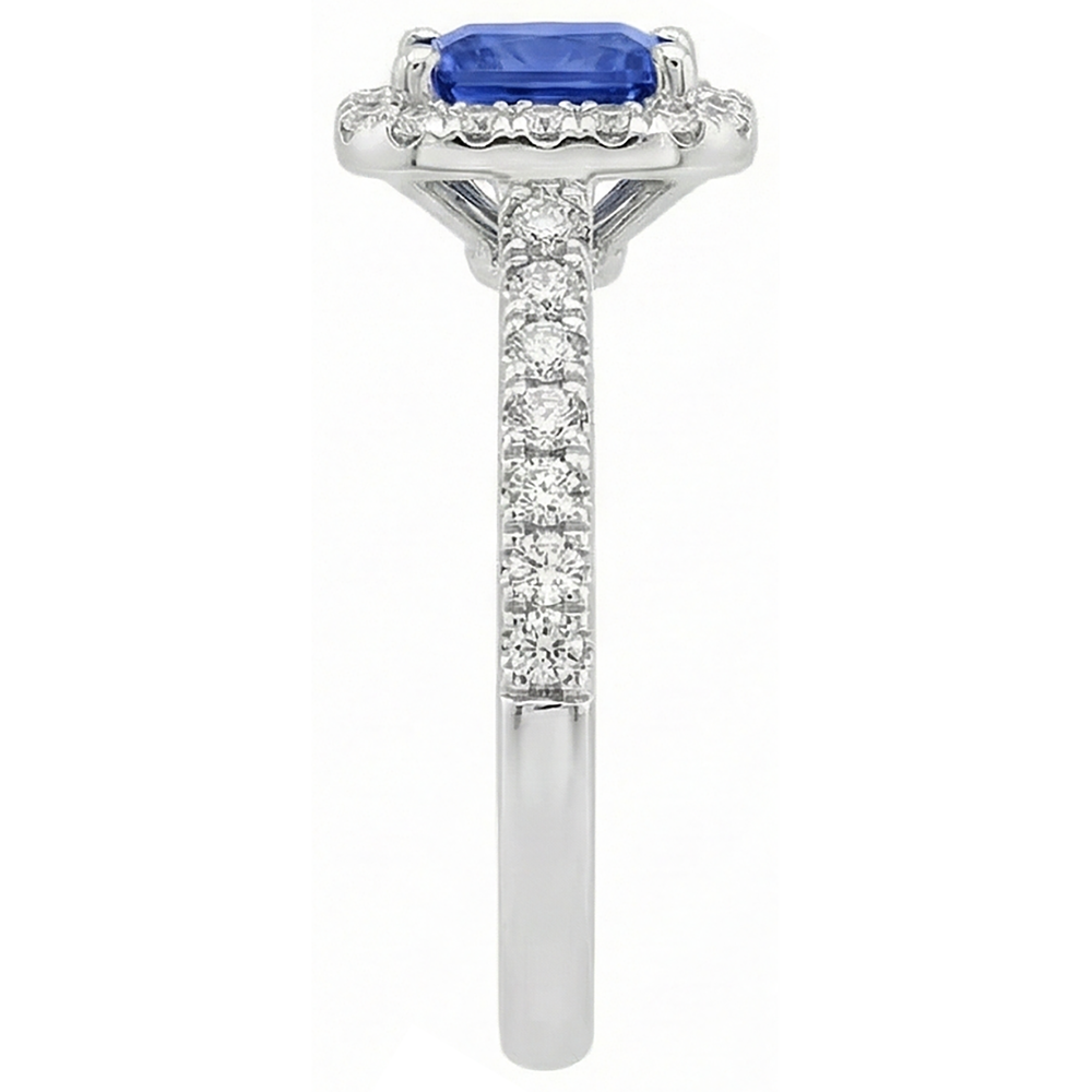natural round tanzanite 5.30ct ring profile view