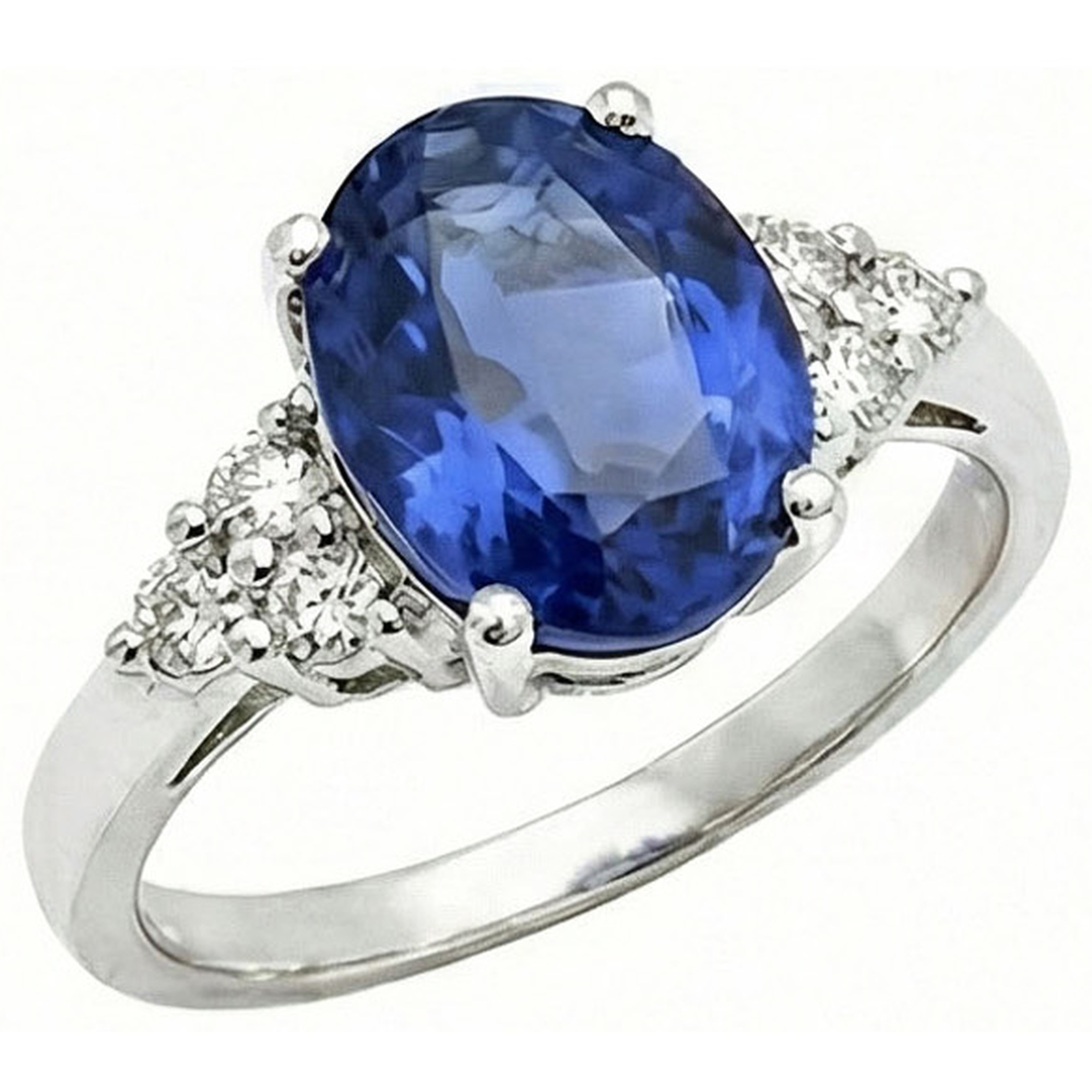 natural round sapphire 5.30ct ring front view