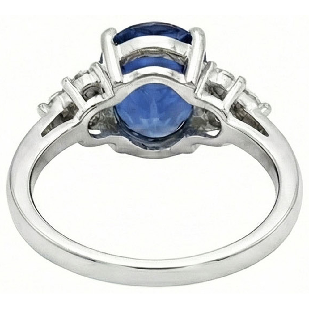 natural round sapphire 5.30ct ring profile view