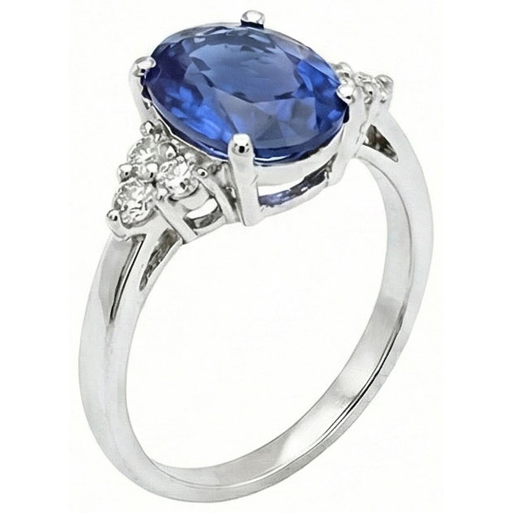 natural round sapphire 5.30ct ring close up detail