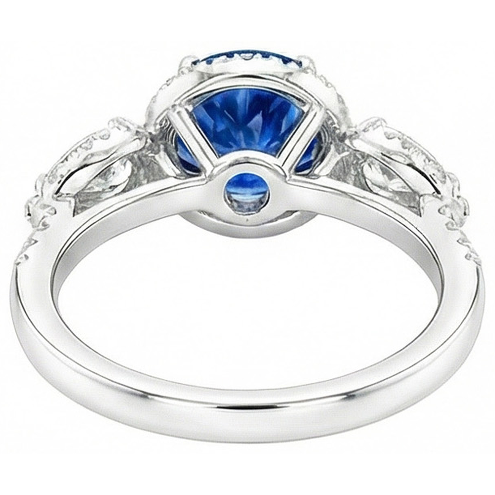 5.30 Ct Pear And Round Ceylon Sapphire Natural Earth Mined Diamond ( Not Lab Grown ) s Ring White Gold 14K