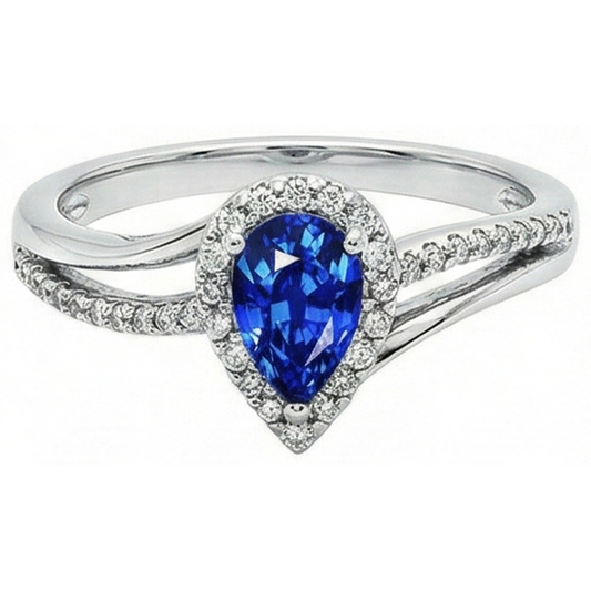 natural round sapphire 5.35ct ring front view