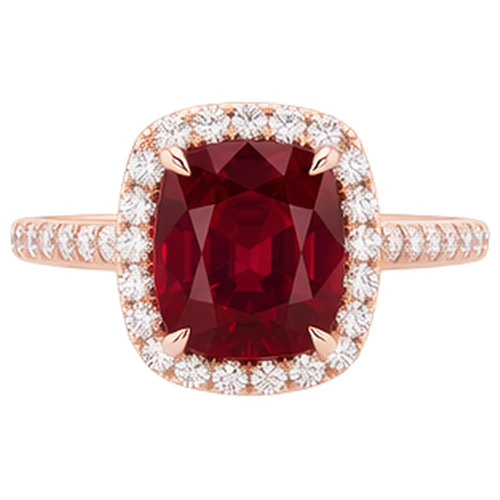 5.35 Ct Cushion Cut Red Ruby And Natural Earth Mined Diamond ( Not Lab Grown ) Wedding Ring Gold Jewelry