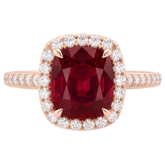 5.35 Ct Cushion Cut Red Ruby And Natural Earth Mined Diamond ( Not Lab Grown ) Wedding Ring Gold Jewelry