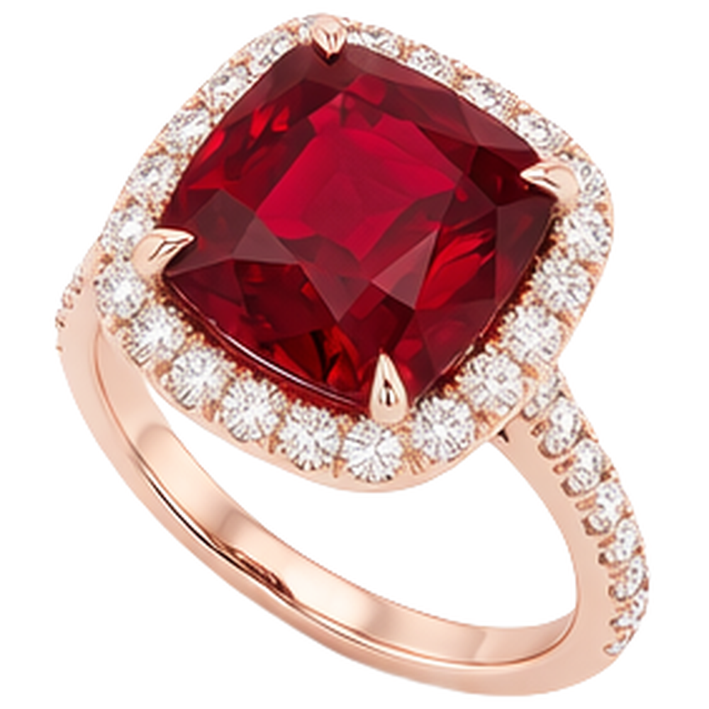 5.35 Ct Cushion Cut Red Ruby And Natural Earth Mined Diamond ( Not Lab Grown ) Wedding Ring Gold Jewelry