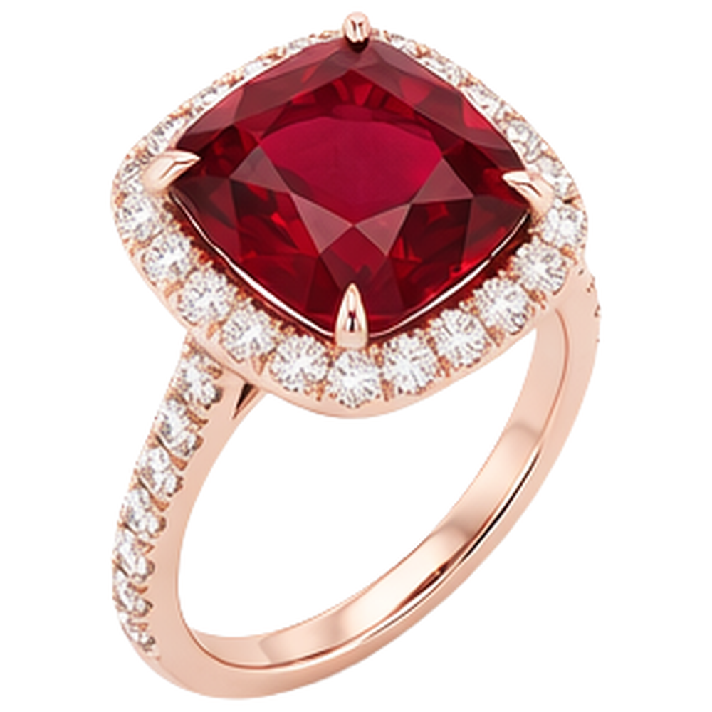 5.35 Ct Cushion Cut Red Ruby And Natural Earth Mined Diamond ( Not Lab Grown ) Wedding Ring Gold Jewelry