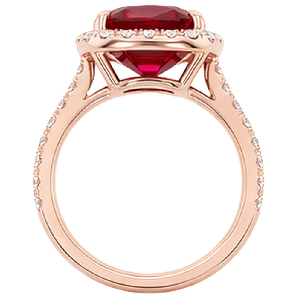 5.35 Ct Cushion Cut Red Ruby And Natural Earth Mined Diamond ( Not Lab Grown ) Wedding Ring Gold Jewelry