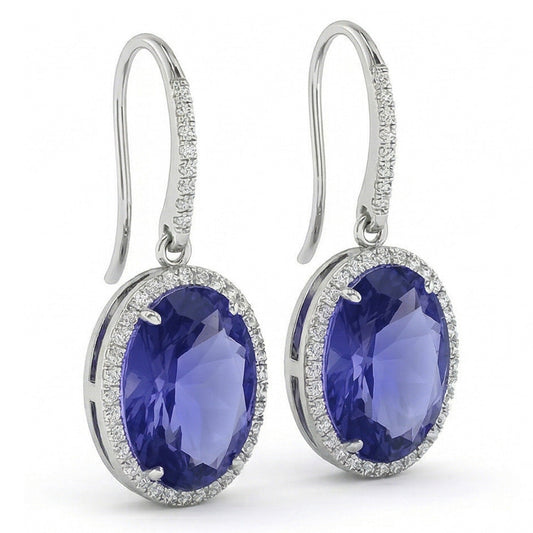 5.40 Carat Ceylon Color Sapphire IGI CERTIFIED Diamonds Dangle White Gold Earring New