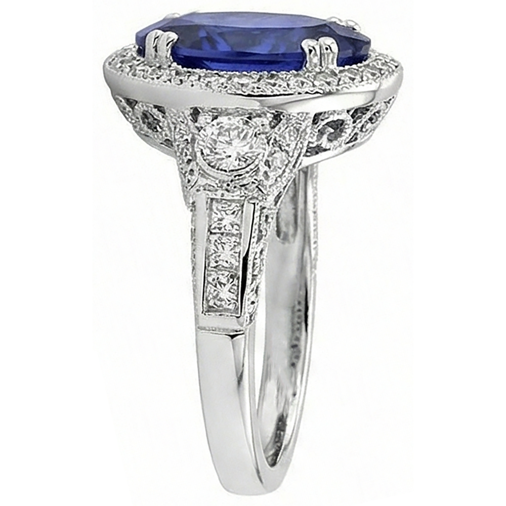 5.40 Carat Oval Tanzanite Natural Earth Mined Diamond ( Not Lab Grown )  Engagament Ring Gold White 14K