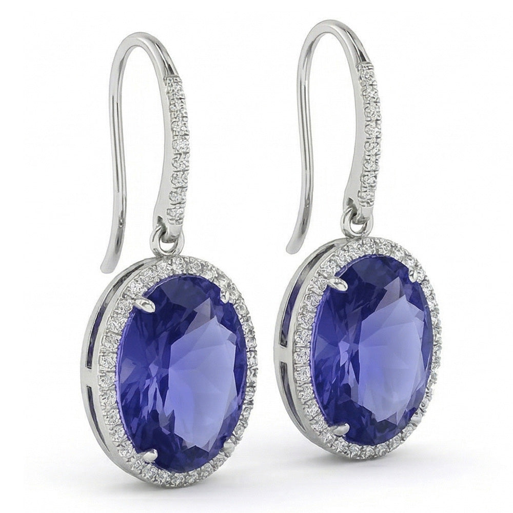 natural round sapphire 5.40ct earring front view