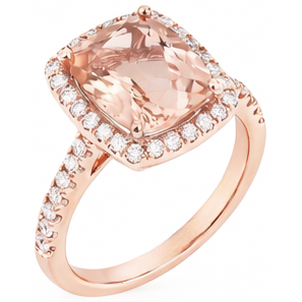 5.45 Ct Morganite Fancy Ring With Small Natural Earth Mined Diamond ( Not Lab Grown ) s 14K Rose Gold