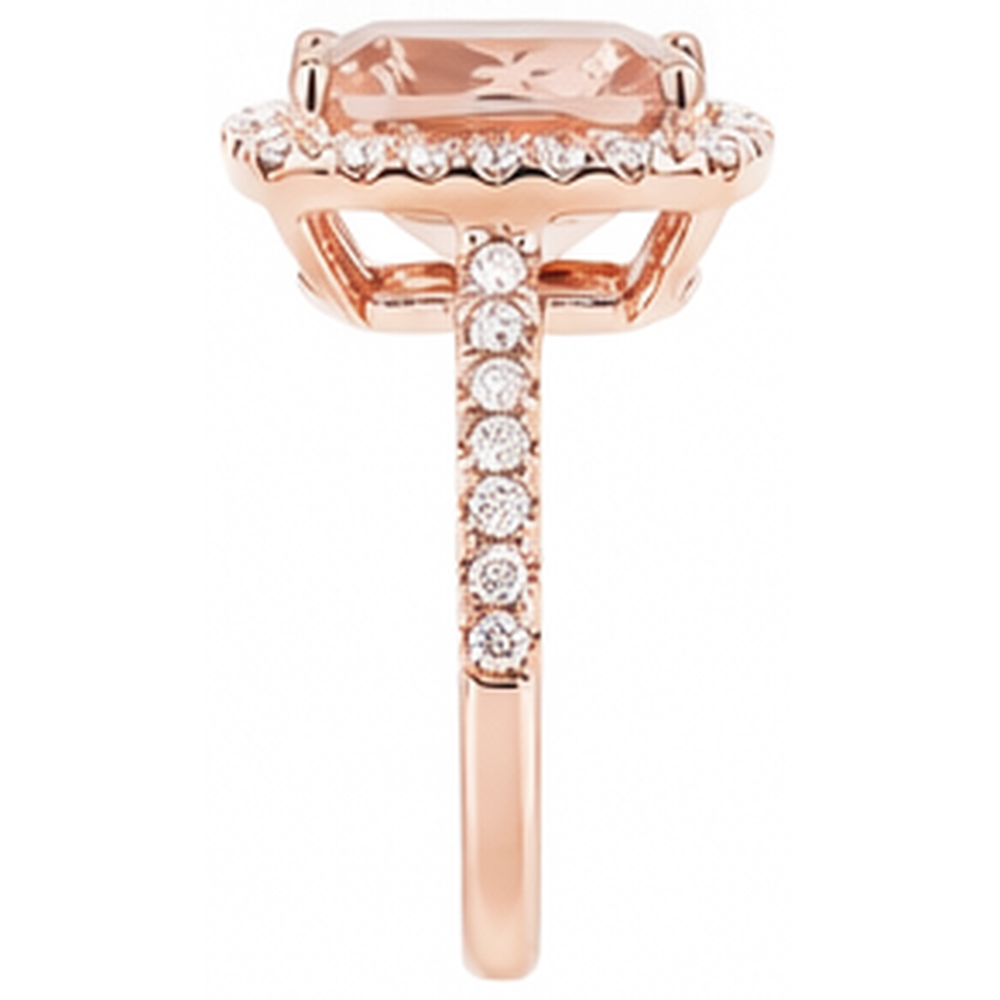 5.45 Ct Morganite Fancy Ring With Small Natural Earth Mined Diamond ( Not Lab Grown ) s 14K Rose Gold