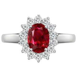 Natural Ruby Ring 5.5ct - White Gold 14K