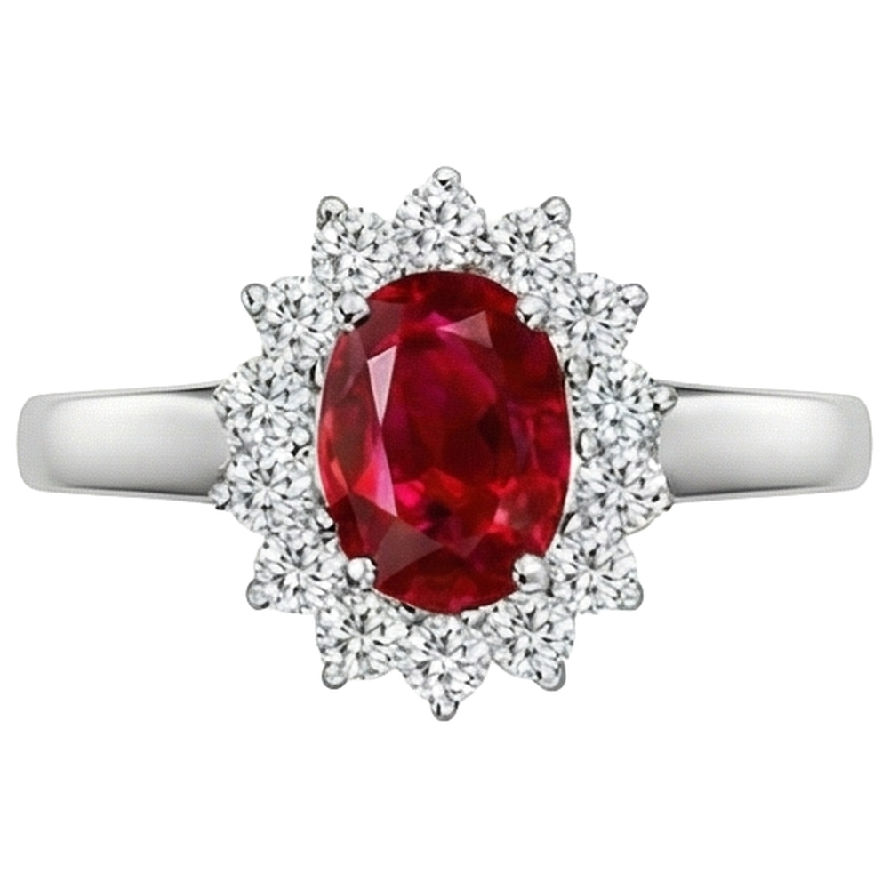 natural round ruby 5.5ct ring front view