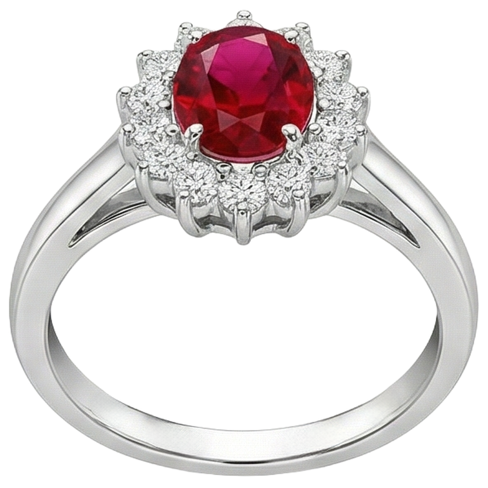 natural round ruby 5.5ct ring close up detail