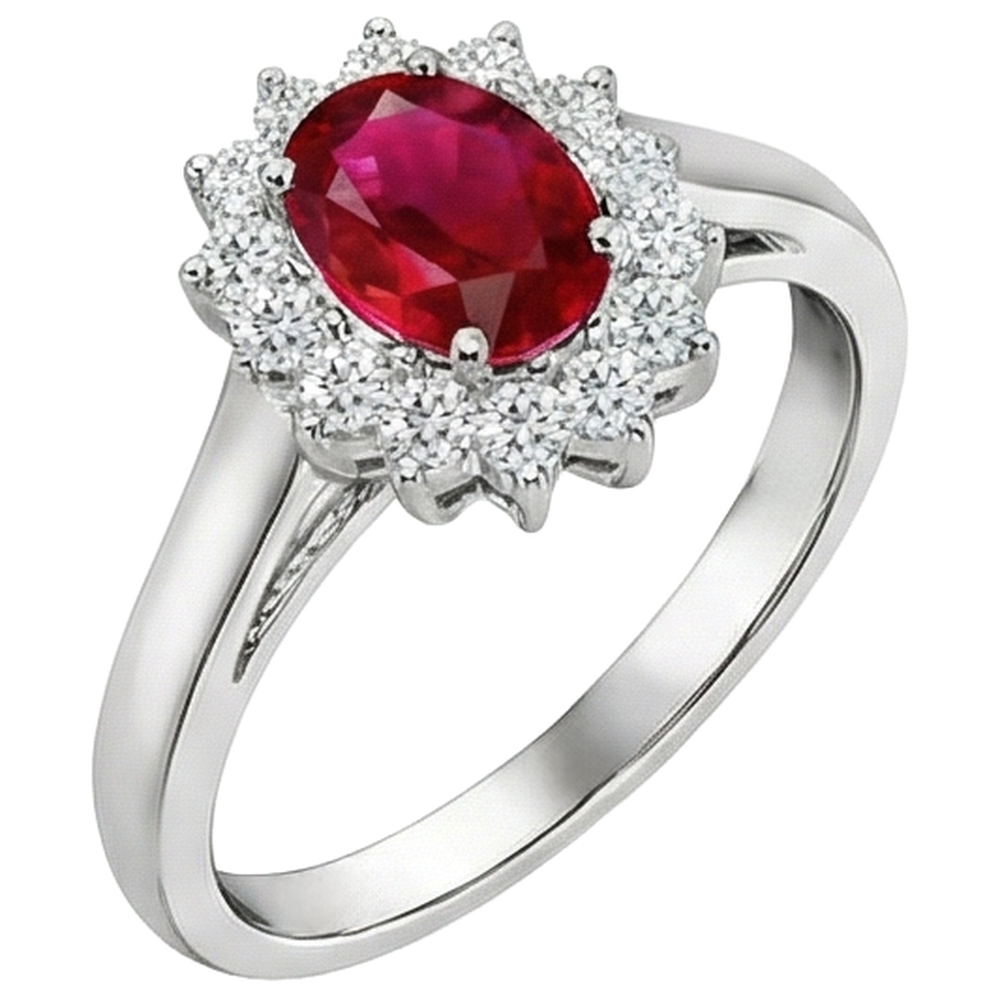 natural round ruby 5.5ct ring top view