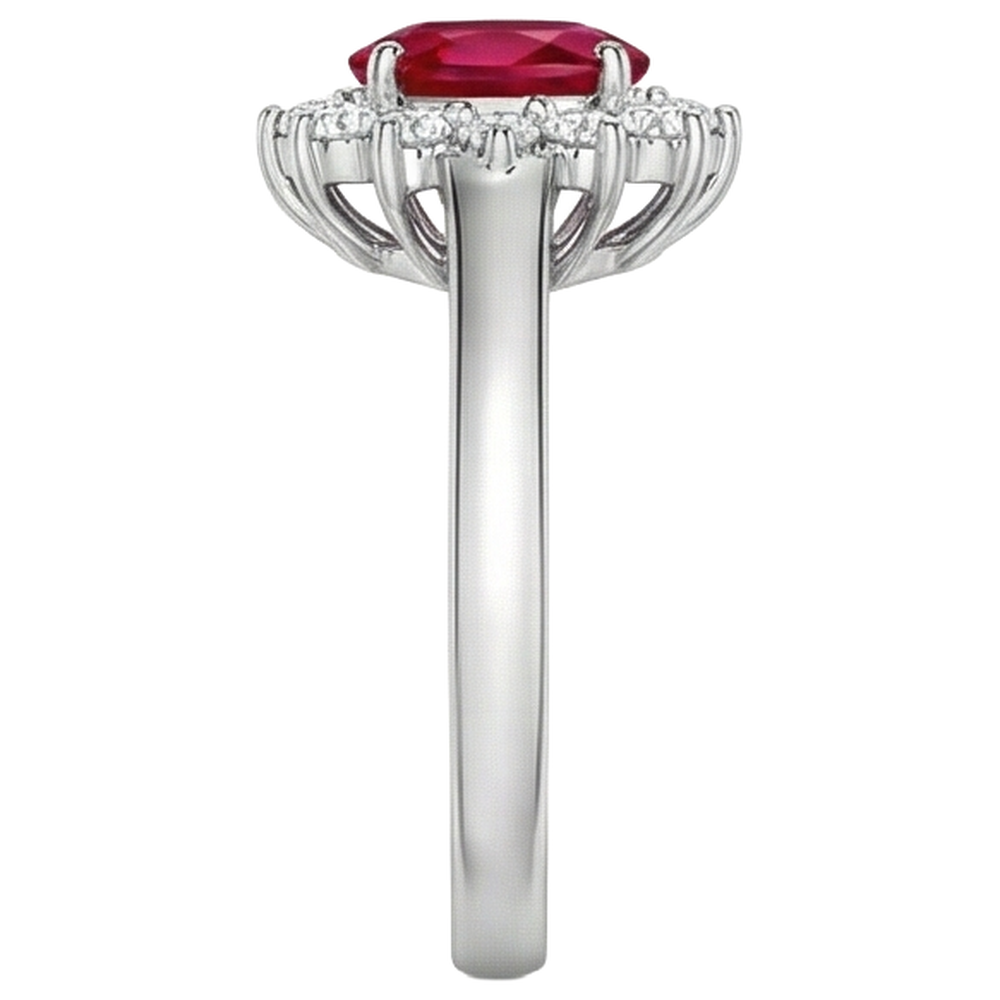 natural round ruby 5.5ct ring profile view