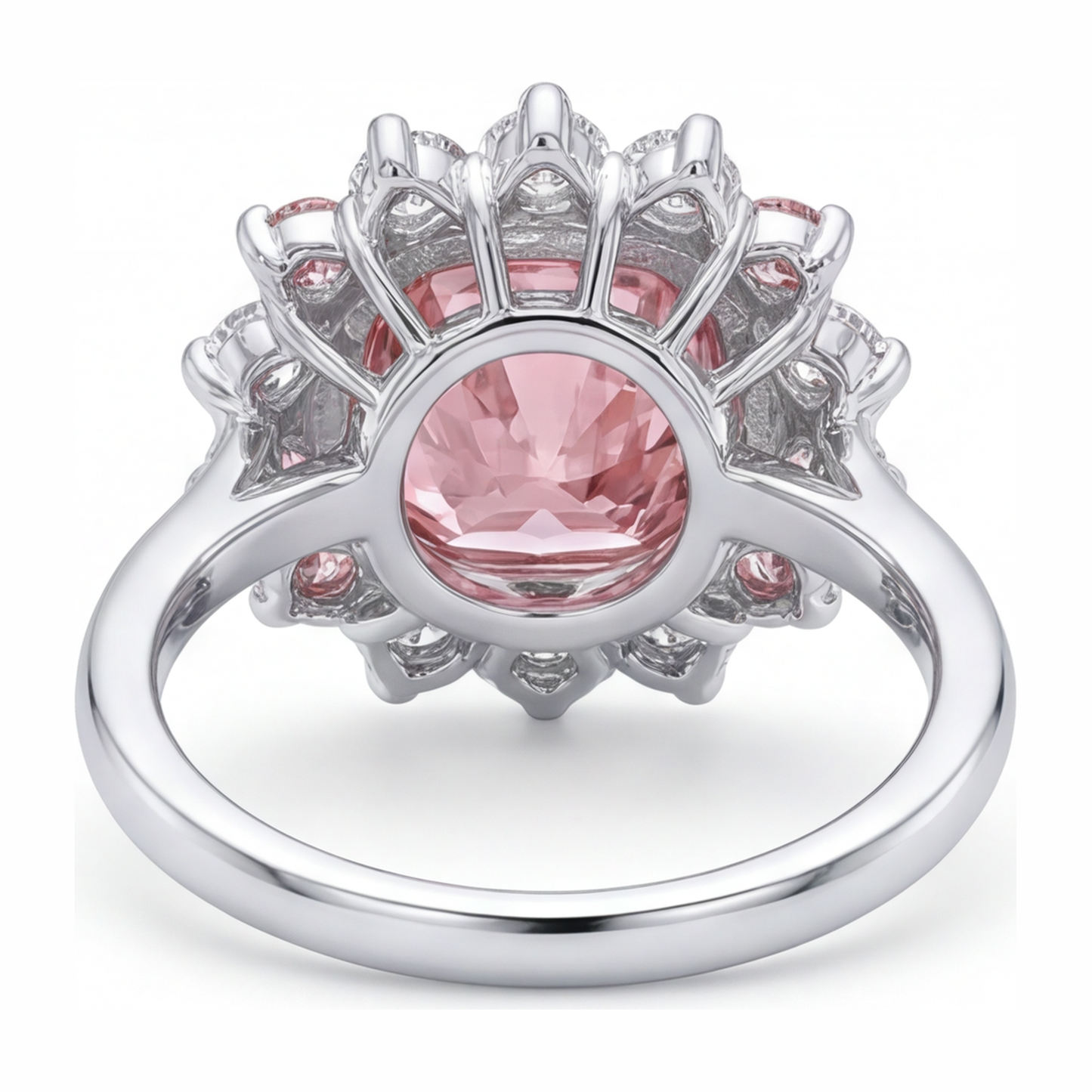 Fancy Pink Diamond 5.5 Carat Lab Grown Cushion Halo Ring 14K White Gold