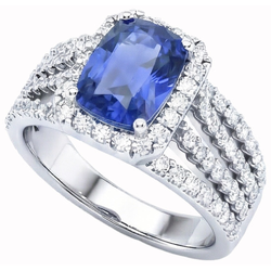 Natural Sapphire Ring 5.50ct - White Gold 14K