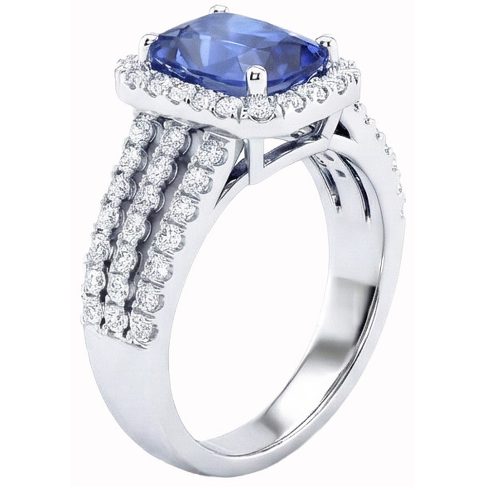 natural round sapphire 5.50ct ring close up detail