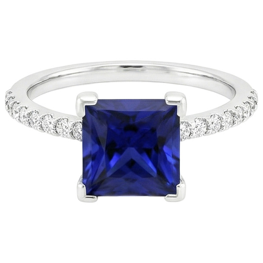 natural round sapphire 5.50ct ring top view