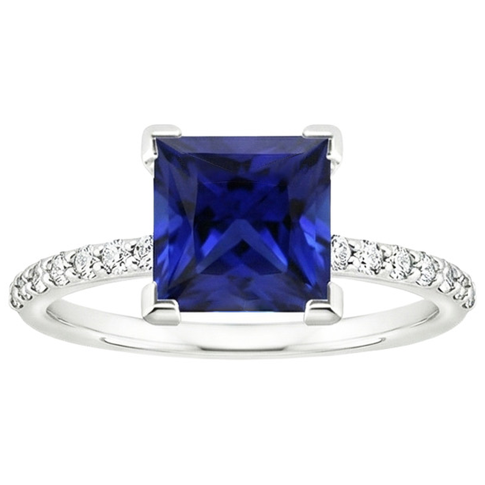 natural round sapphire 5.50ct ring profile view