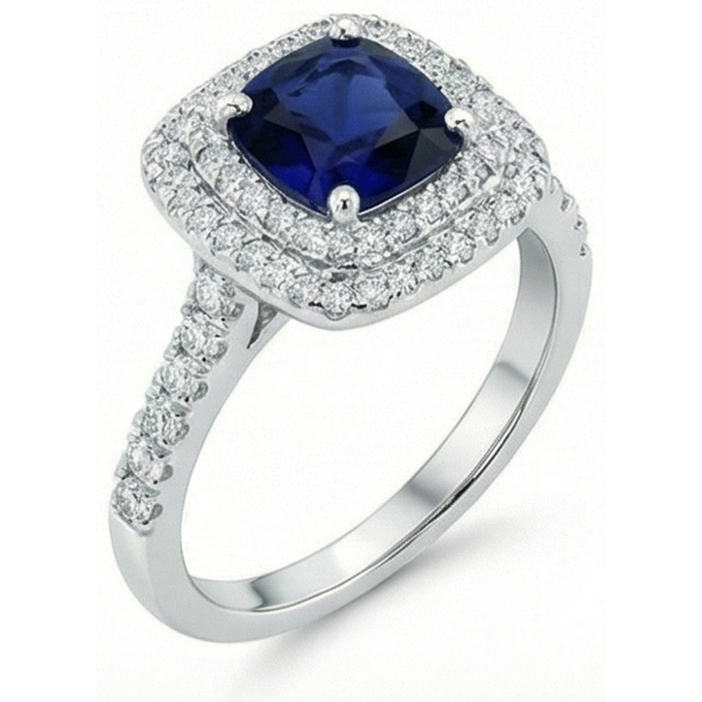 natural round sapphire 5.50ct ring close up detail