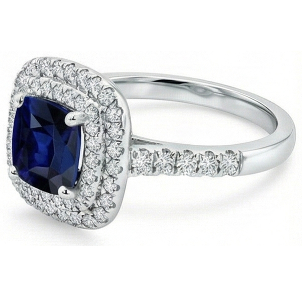 natural round sapphire 5.50ct ring top view