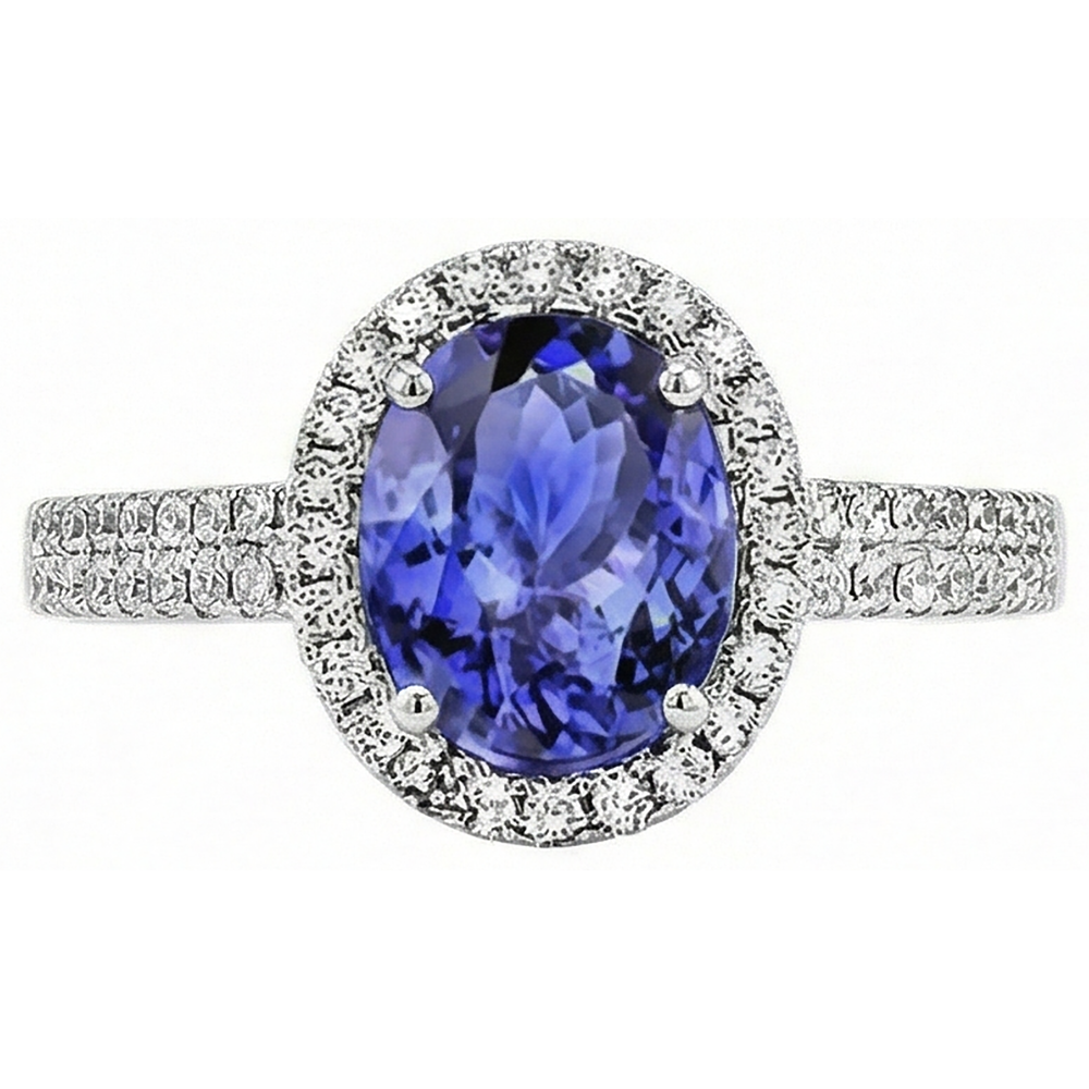 natural round tanzanite 5.60ct ring side angle