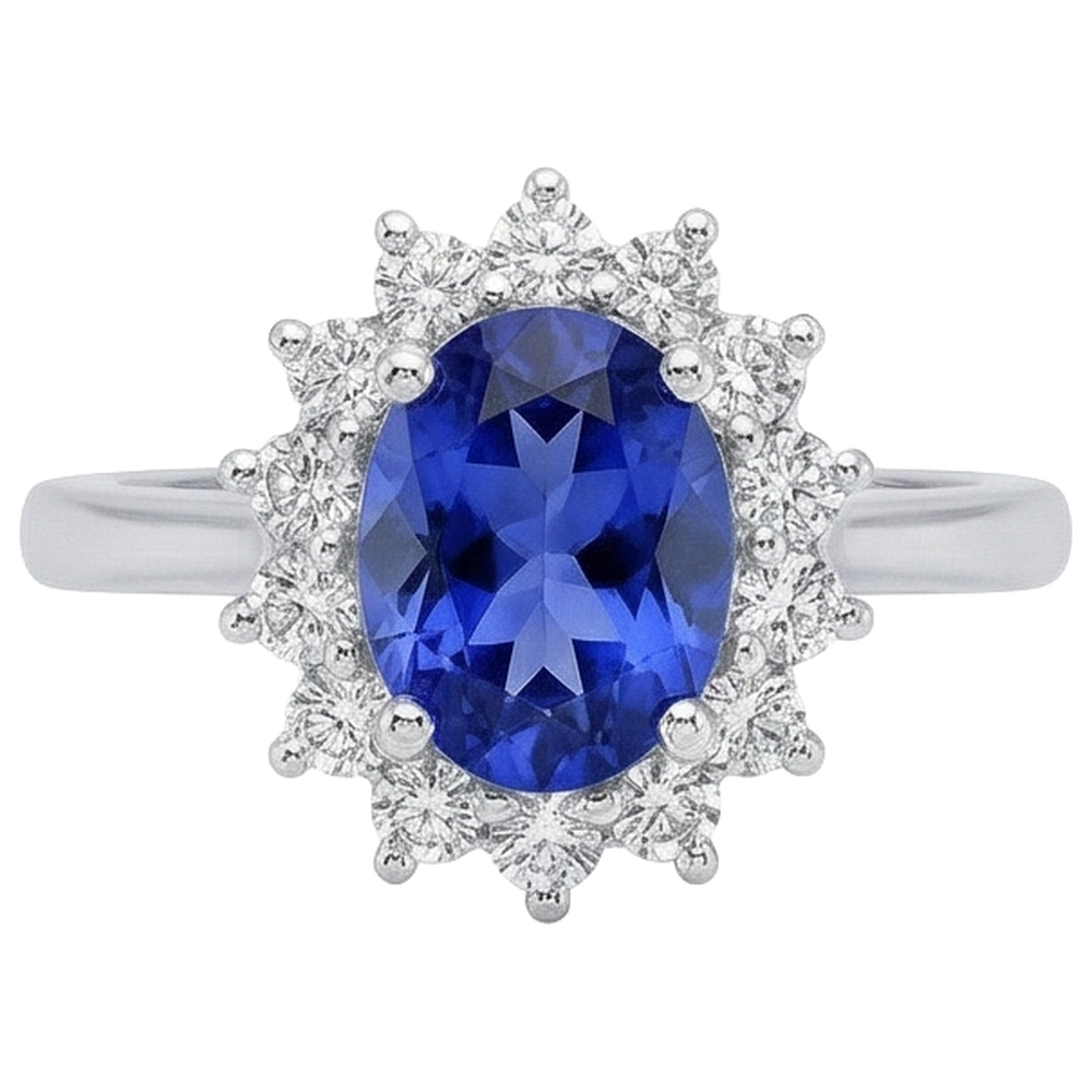 natural round tanzanite 5.60ct ring side angle