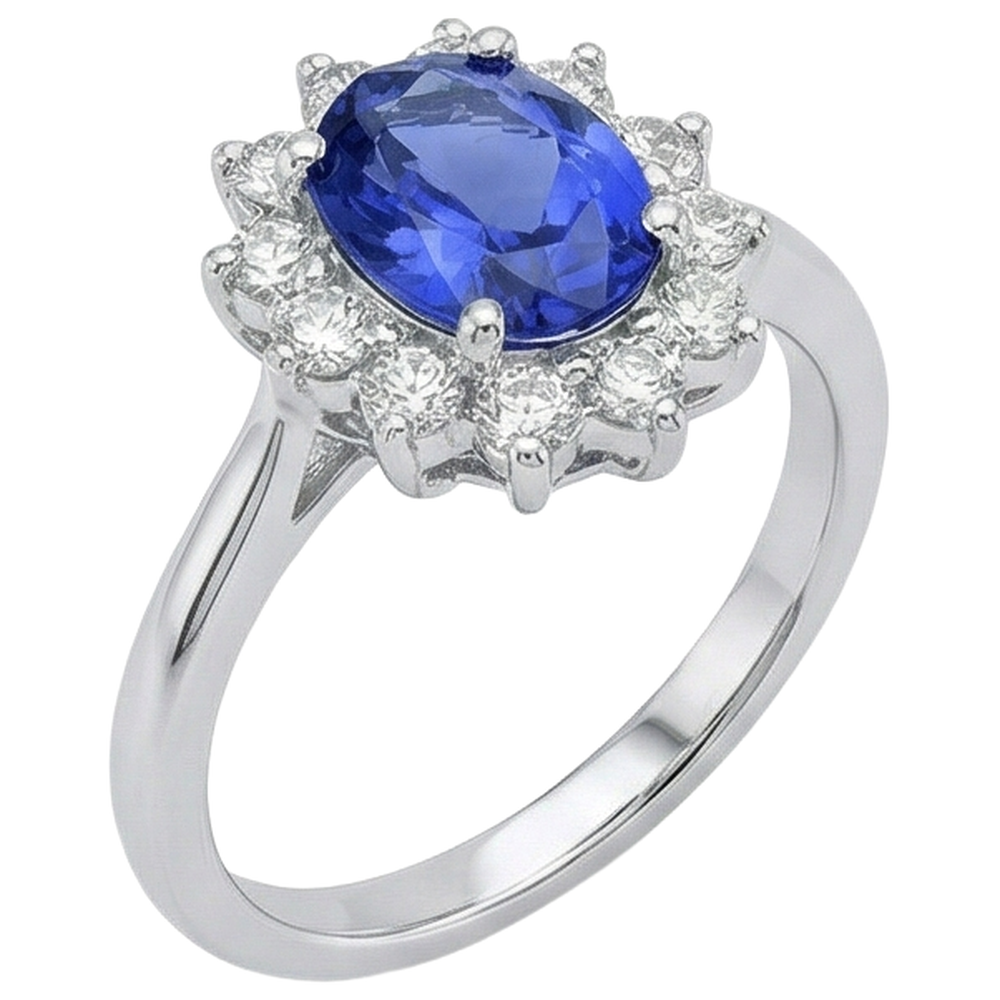 natural round tanzanite 5.60ct ring top view
