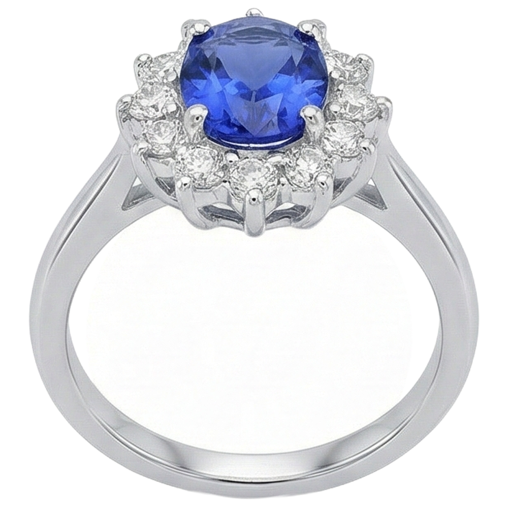 natural round tanzanite 5.60ct ring profile view