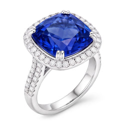 5.70 Ct Big Cushion Tanzanite & Round Natural Earth Mined Diamond ( Not Lab Grown ) Ring White Gold 14K
