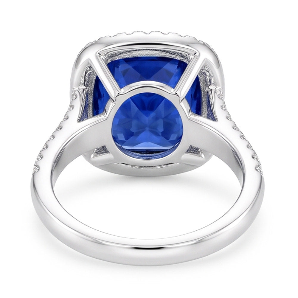 5.70 Ct Big Cushion Tanzanite & Round Natural Earth Mined Diamond ( Not Lab Grown ) Ring White Gold 14K