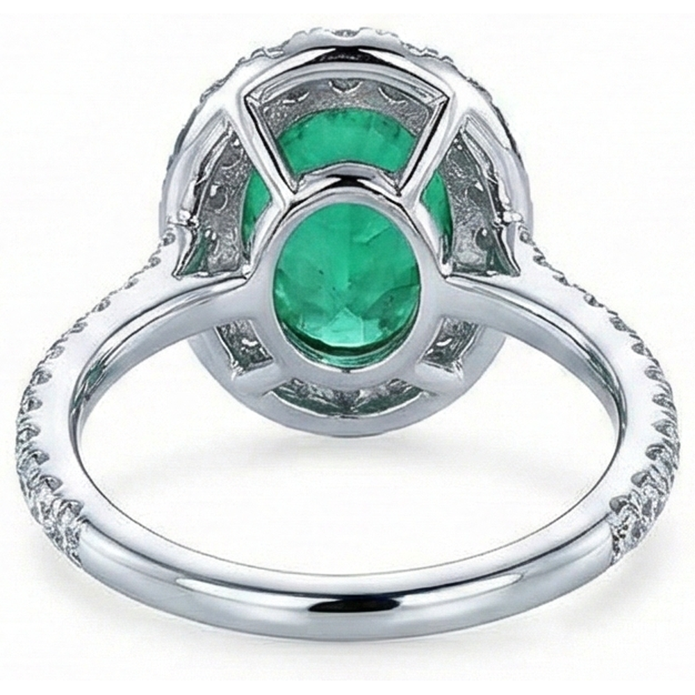 5.75 Carats Natural Earth Mined Diamond ( Not Lab Grown )  With Green Emerald Ring White Gold 14K