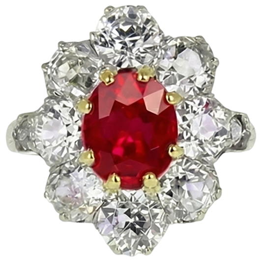natural round ruby 5.75ct ring front view