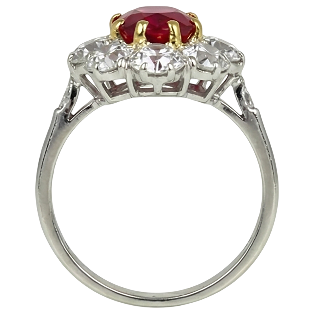 natural round ruby 5.75ct ring top view
