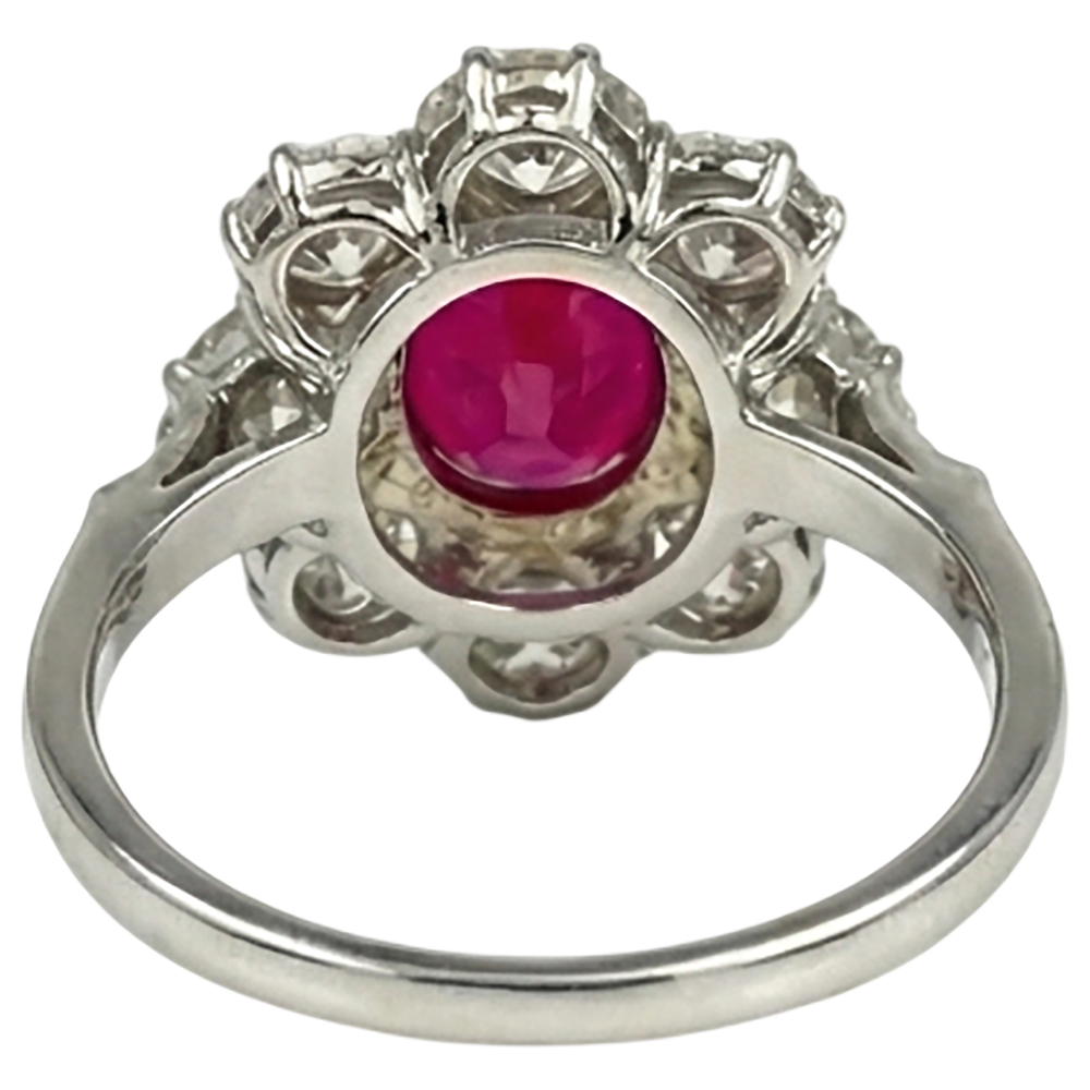 natural round ruby 5.75ct ring profile view