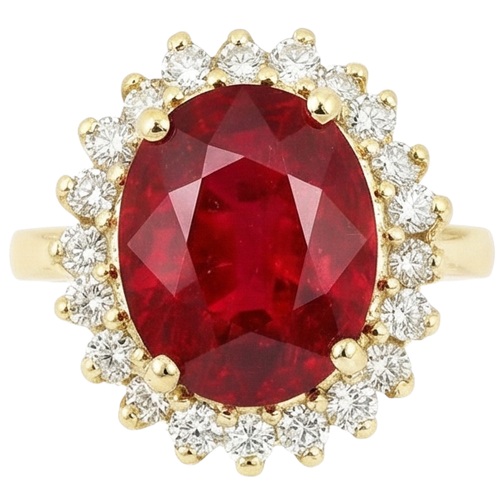 natural round ruby 5.75ct ring front view