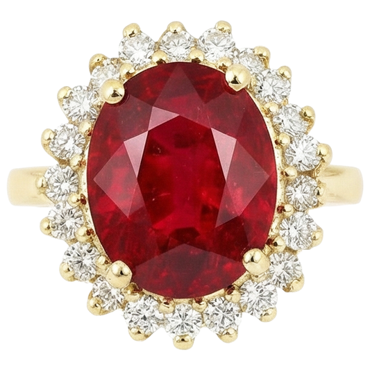 natural round ruby 5.75ct ring front view