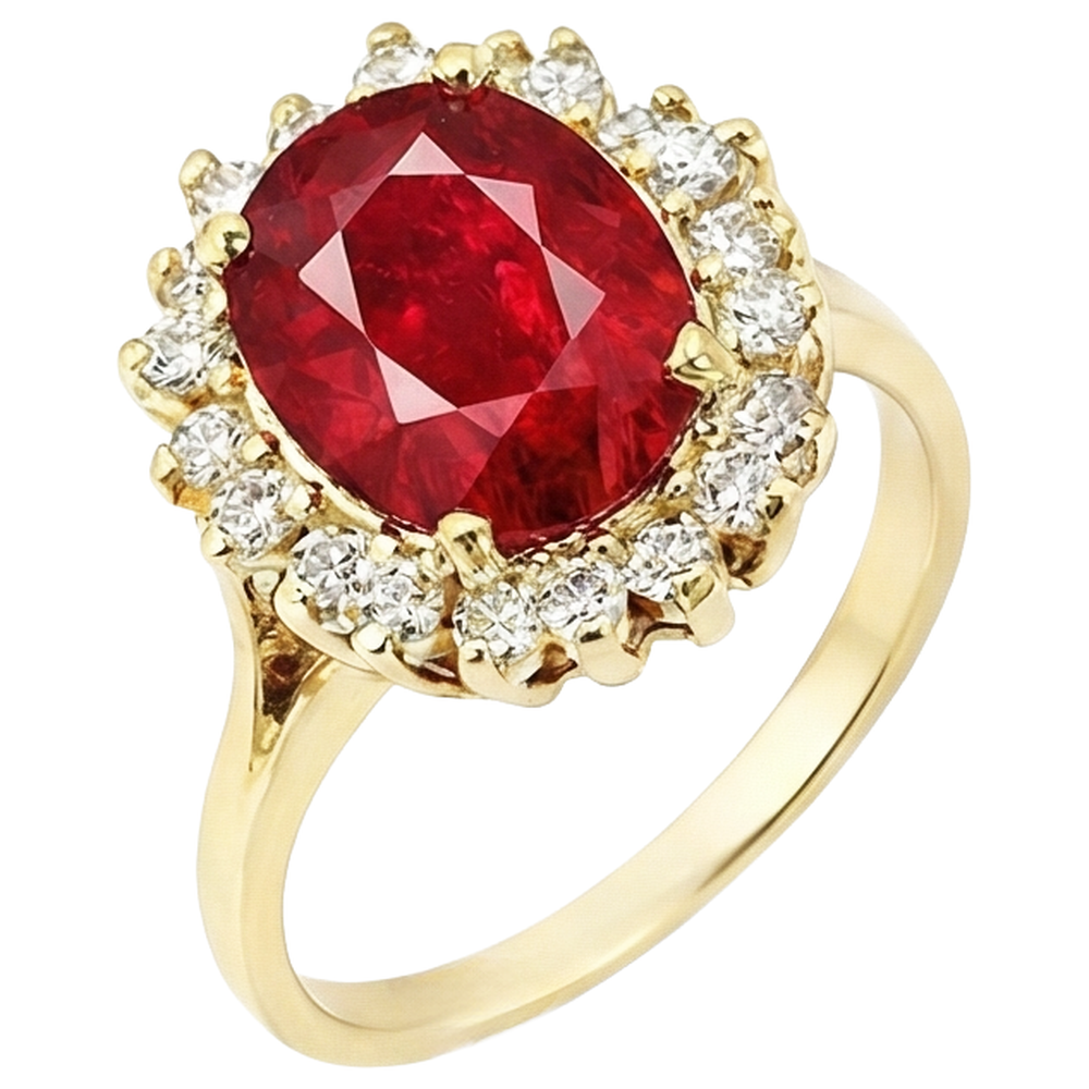 natural round ruby 5.75ct ring side angle