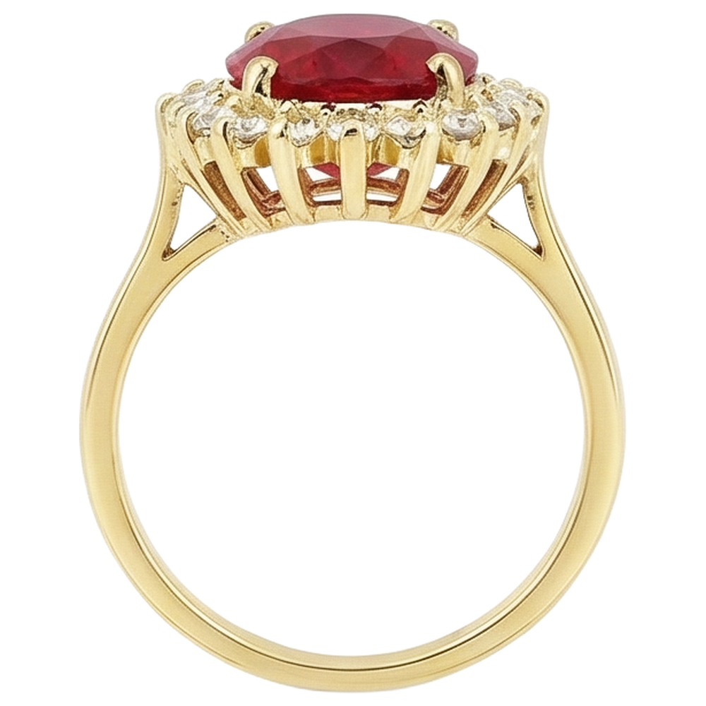 natural round ruby 5.75ct ring top view
