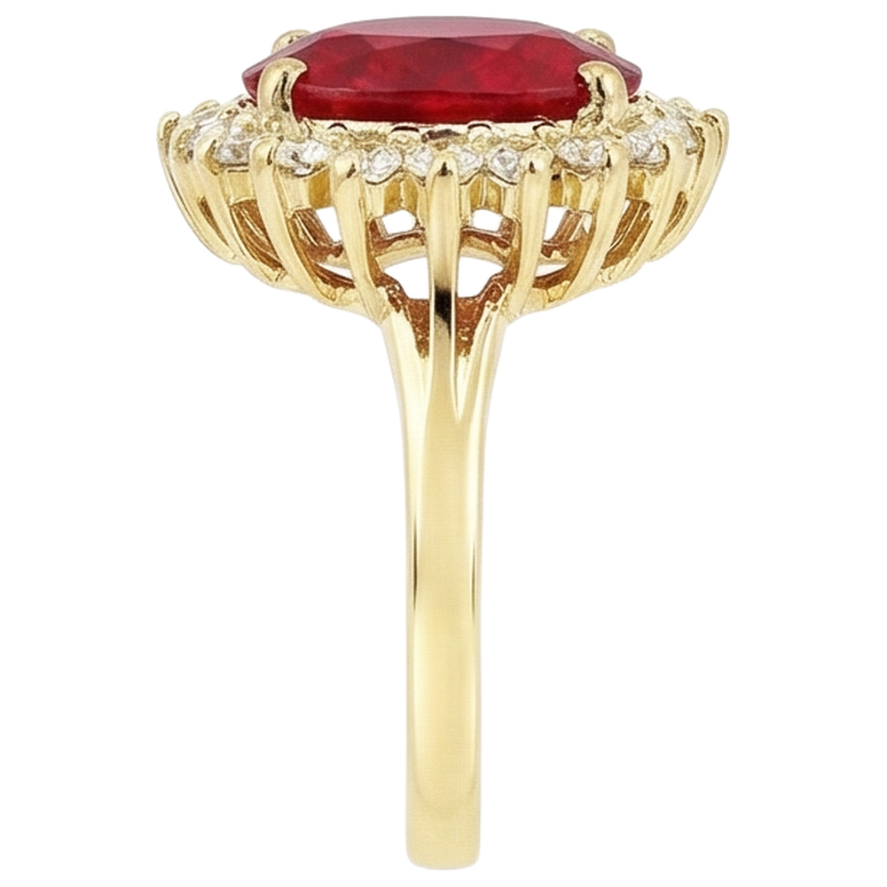natural round ruby 5.75ct ring profile view