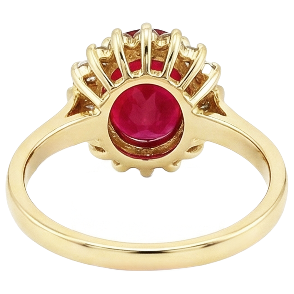 natural round ruby 5.75ct ring on white background